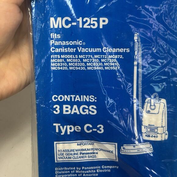 Genuine Panasonic Vacuum Cleaner Bags MC-125P Type C-3 Canister Vac 3pk - Picture 4 of 4